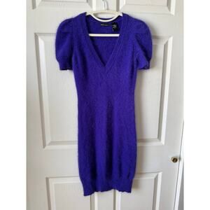 Moda International Purple Angora Blend Sweater Dress M Y2K Bodycon Indie Sleaze